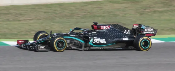 Lewis Hamilton driving the Mercedes-AMG F1 W11 EQ Performance on race day at the 2020 Tuscan Grand Prix, Mugello