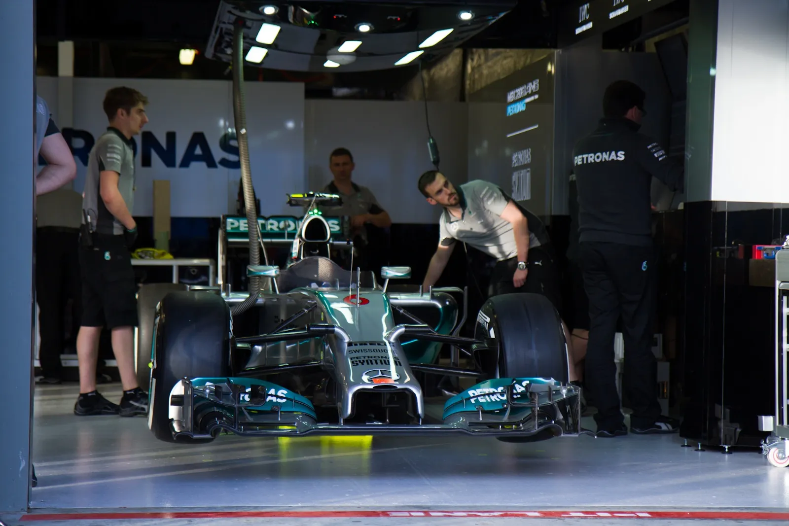 Mercedes F1 W05 Hybrid in the pit lane at the 2014 Australian Grand Prix, Melbourne