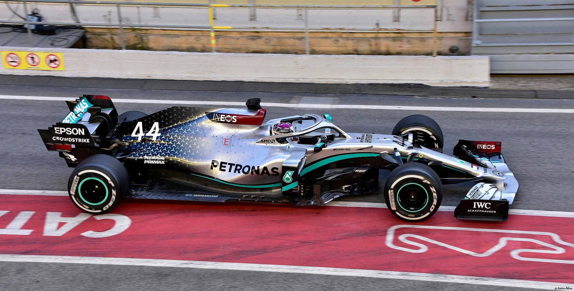 Mercedes-AMG F1 W11 EQ Performance at the 2020 pre-season test in Barcelona, showing the silver livery that defined a decade of dominance